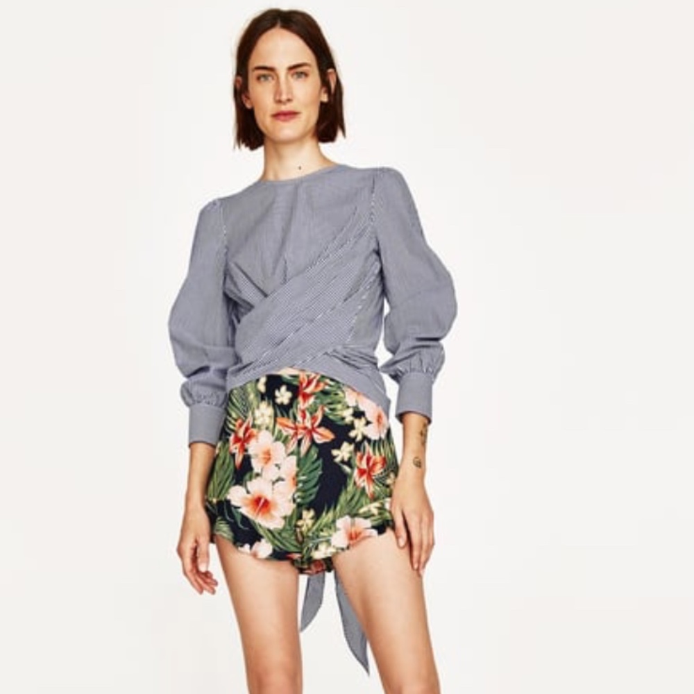 ZARA Wrap blouse with backless bow back